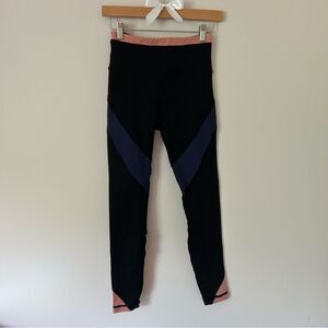 Vimmia Black, Navy, and Pink Mesh Detailed Colorblock Leggings